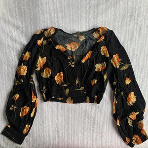 Audrey 3+1 Black Floral Crop Top